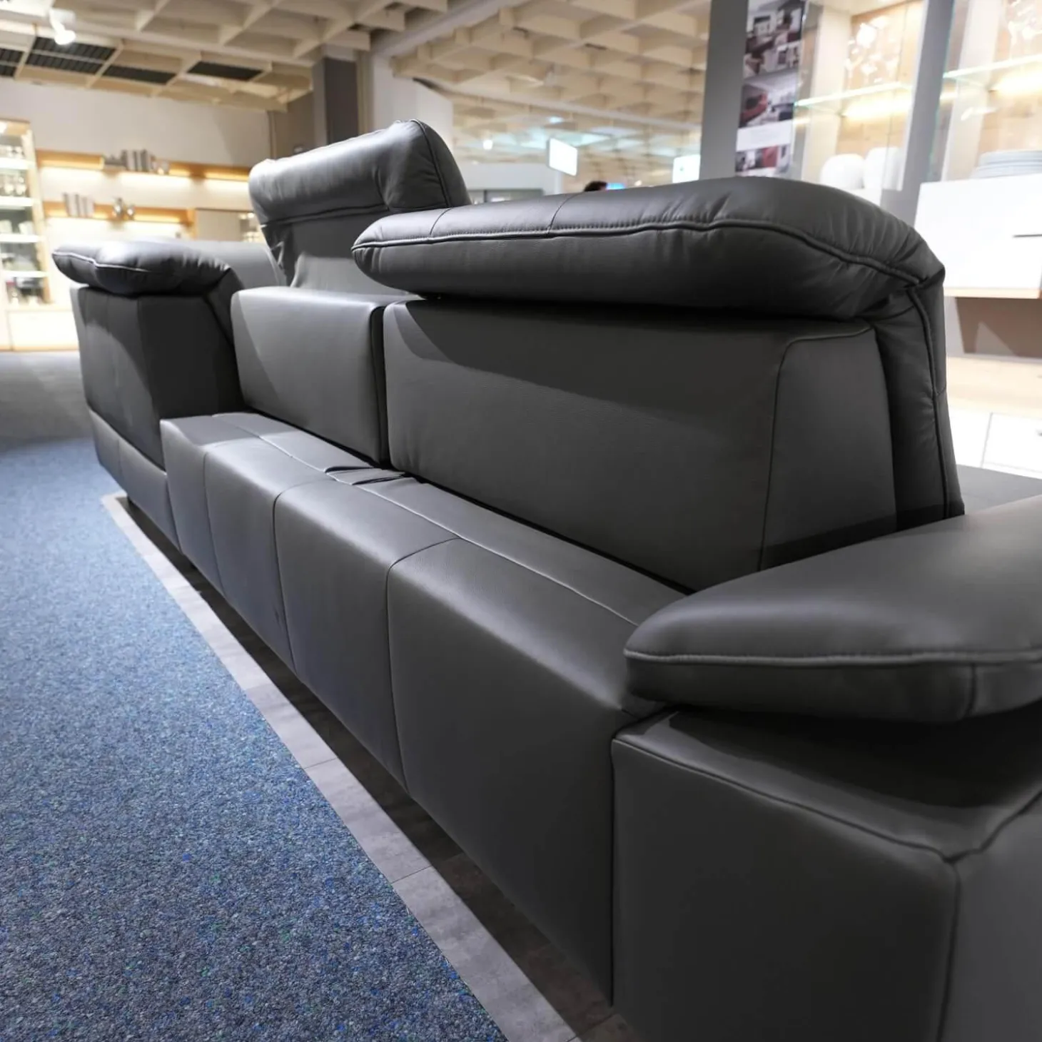 Polstergarnitur MM-PN1078 Bezug Leder Torro Grau Metallfuß Glänzend