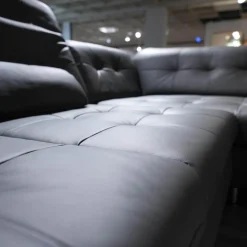 Polstergarnitur MM-PN1078 Bezug Leder Torro Grau Metallfuß Glänzend