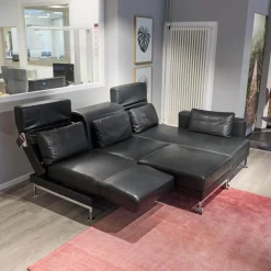 Polstergarnitur Moule Bezug Leder Lama 5669 10 Schwarz Mit Hocker