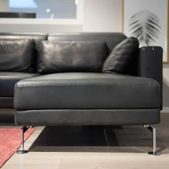 Polstergarnitur Moule Bezug Leder Lama 5669 10 Schwarz Mit Hocker