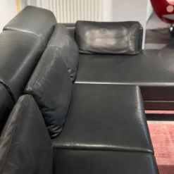 Polstergarnitur Moule Bezug Leder Lama 5669 10 Schwarz Mit Hocker