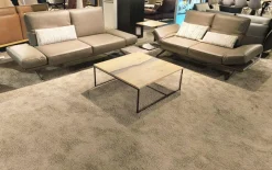 Polstergarnitur Wesley Leder X Happy Oak Beige Gestell Metallkufe Nickel Schwarz Satiniert Inklusive Kissen