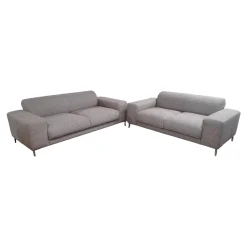 Polstergruppe 79053 Bezug Stoff 1211 12 Grau Creme Fuß Metall Alu Poliert