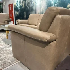 Polstergruppe 24965 Lucca Bezug Leder Z7549 Sand Beige Hohe Ausführung Ohne Tisch