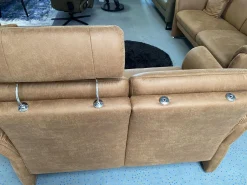 Polstergruppe 81056 Stoff Gringo 09 Cognac Braun Füße Metall Chrom Inklusive Sessel Und Elektrische Funktionen