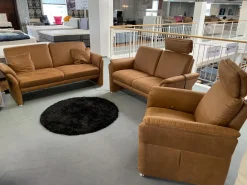 Polstergruppe 81056 Stoff Gringo 09 Cognac Braun Füße Metall Chrom Inklusive Sessel Und Elektrische Funktionen