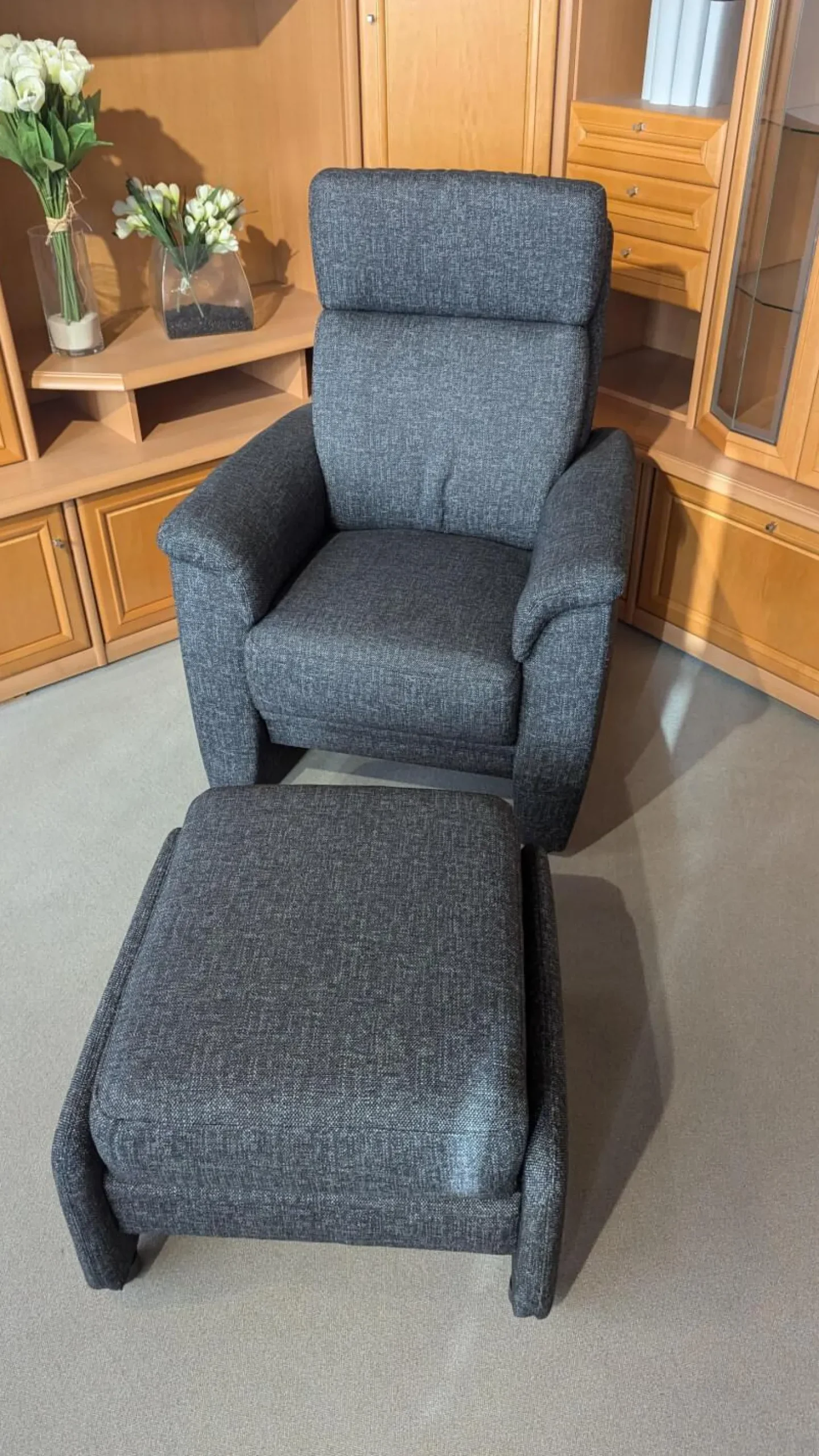 Polstergruppe Arnheim Stoff Grit 5407 121 Anthrazit 3-2-1 Mit Keillkissen