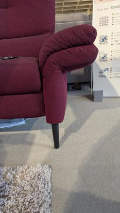 Polstergruppe Caro Stoff Trend Bordeaux Rot Metallfüße Schwarz Mit Tisch Buche Schwarz Und LED Lampe