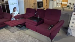 Polstergruppe Caro Stoff Trend Bordeaux Rot Metallfüße Schwarz Mit Tisch Buche Schwarz Und LED Lampe