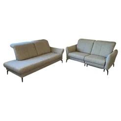 Polstergruppe Chiemsee Stoff Camo Granit Grau Fuß Metall Schwarz Mit Elektrischer Sitztiefenverstellung Und Relaxfunktion