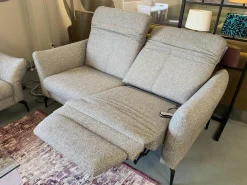 Polstergruppe Chiemsee Stoff Camo Granit Grau Fuß Metall Schwarz Mit Elektrischer Sitztiefenverstellung Und Relaxfunktion