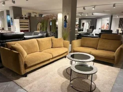 Polstergruppe Classic 970 Bezug Stoff 19 Senfgelb Gold Gelb Füße Massivholz Schwarz Gebeizt Ohne Couchtische