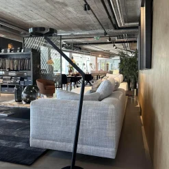 Polstergruppe Connery Stoff Double 02 Ghiaccio Grau Ablage Leder Aspen Schwarz Mit Kissen