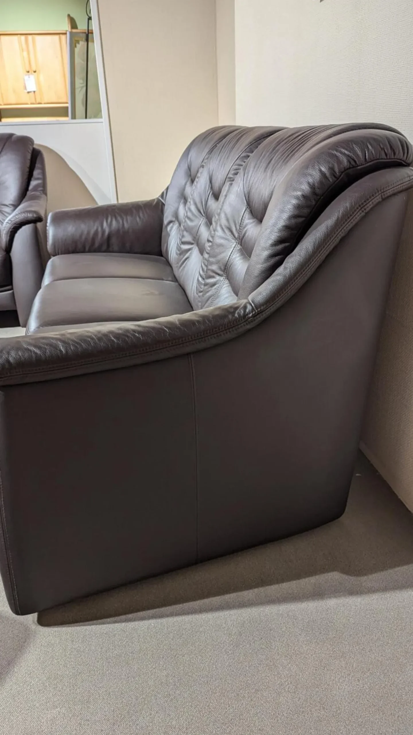 Polstergruppe Cora Leder Casay 78 Mocca Schwarz 3-2-1