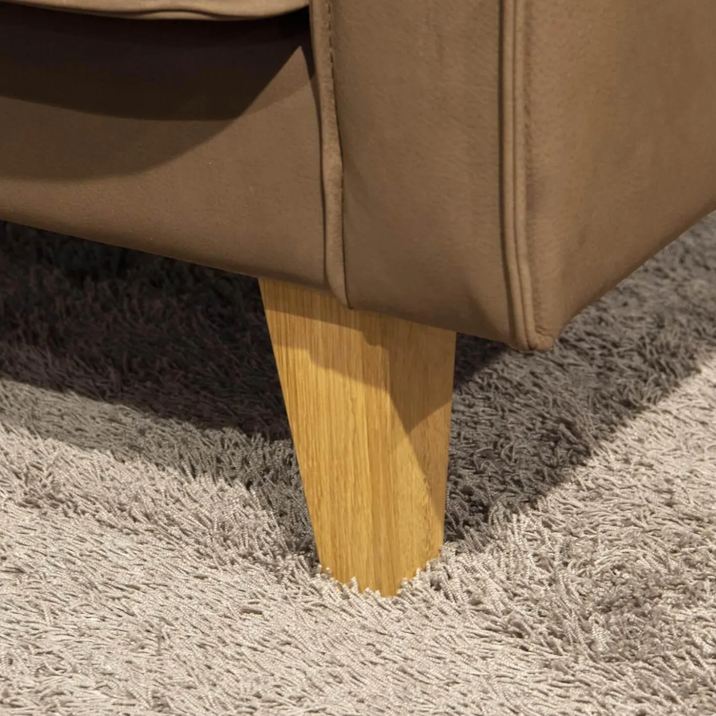 Polstergruppe Elian 3er-Set Leder W11 Farbe Chocolate Füße Eiche Geölt