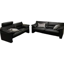 Polstergruppe GA210 Leder E 170 136 Schwarz Mit Armlehnkissen Und Verstellbarer Kopfstütze