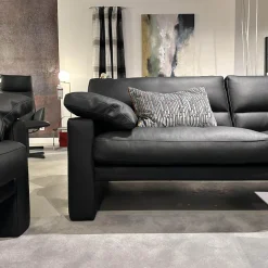 Polstergruppe GA210 Leder E 170 136 Schwarz Mit Armlehnkissen Und Verstellbarer Kopfstütze