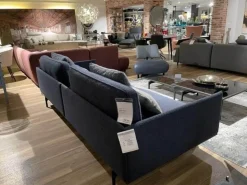 Polstergruppe Liv Smart Stoff 24.415 Graublau 24.144 Schwarzblau Aluminiumgestell Verkehrschwarz mit Couchtisch-Set