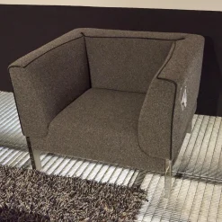 Polstergruppe Lobby Stoff 9400 Clip Grau Naht Keder 80293 Rio Anthrazit Füße Vierkant Chrom