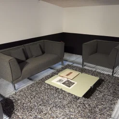 Polstergruppe Lobby Stoff 9400 Clip Grau Naht Keder 80293 Rio Anthrazit Füße Vierkant Chrom