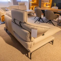 Polstergruppe Nova 1378 Bezug Leder 24 Longru Nebel Beige Grau Füße Anthrazit Pulverbeschichtet