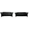 Polstergruppe Sofa Prestige Bezug Leder L9999C Grain Schwarz Fuß Holz Schwarz