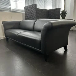 Polstergruppe Sofa Prestige Bezug Leder L9999C Grain Schwarz Fuß Holz Schwarz
