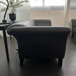 Polstergruppe Sofa Prestige Bezug Leder L9999C Grain Schwarz Fuß Holz Schwarz