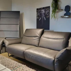 Polstergruppe Victoria Leder Grey PG WR W10 W11 Grau Füße Metallkufe Schwarz Mit Motorischer Relaxfunktion Ohne Couchtisch