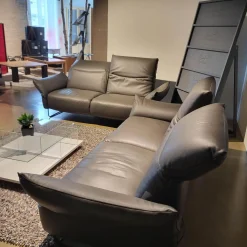 Polstergruppe Victoria Leder Grey PG WR W10 W11 Grau Füße Metallkufe Schwarz Mit Motorischer Relaxfunktion Ohne Couchtisch