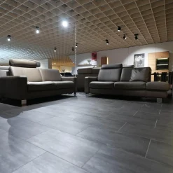 Polstergruppe VS HU1064 Leder F2 Bezug 58 Vivre Greystone Grau Füße Metall ChromInklusive Kissen