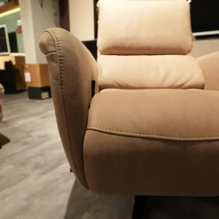 Polstergruppe VS HU1169 Sofa Leder Aurelia Stone Braun Füße Metall Schwarz Mit Sessel Sternfuß Schwarz Und Kissen