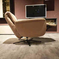 Polstergruppe VS HU1169 Sofa Leder Aurelia Stone Braun Füße Metall Schwarz Mit Sessel Sternfuß Schwarz Und Kissen