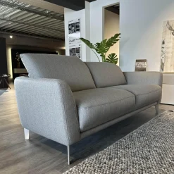 Polstergruppe WK 652 Mit 2 Sofas Stoff JAB Grau PG 3 Fuß Alu Matt Sitze Soft
