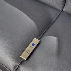 Polstermöbel WK 530 Gracella Leder Cougar Farbe 10 Schwarz Metallfuß Matt Anthrazit Lackiert