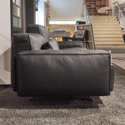 Polstermöbel WK 530 Gracella Leder Cougar Farbe 10 Schwarz Metallfuß Matt Anthrazit Lackiert