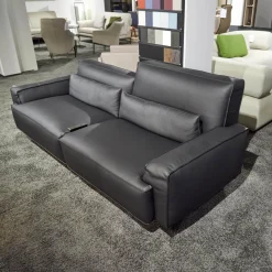 Polstermöbel WK 530 Gracella Leder Cougar Farbe 10 Schwarz Metallfuß Matt Anthrazit Lackiert