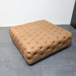 Pouf Capitonné Bezug Leder E2 Nougat F963340 Braun