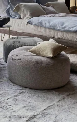 Pouf Frizzino Bezug Stoff Frise 01 Beige Grau Ohne Dekokissen