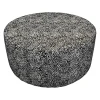 Pouf Hocker Stoff Leo Grau Schwarz