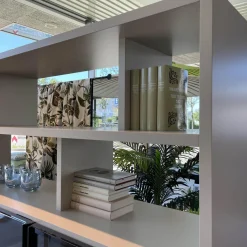 Raumteiler 505 in Lack Kieselgrau mit Glastüren Schwarz Chrom