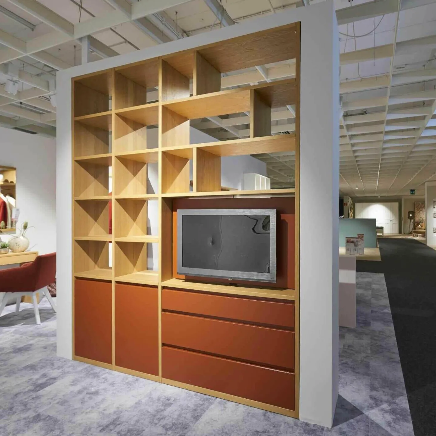 Raumteiler Axor-S Eiche Sand Lack Ziegelrot