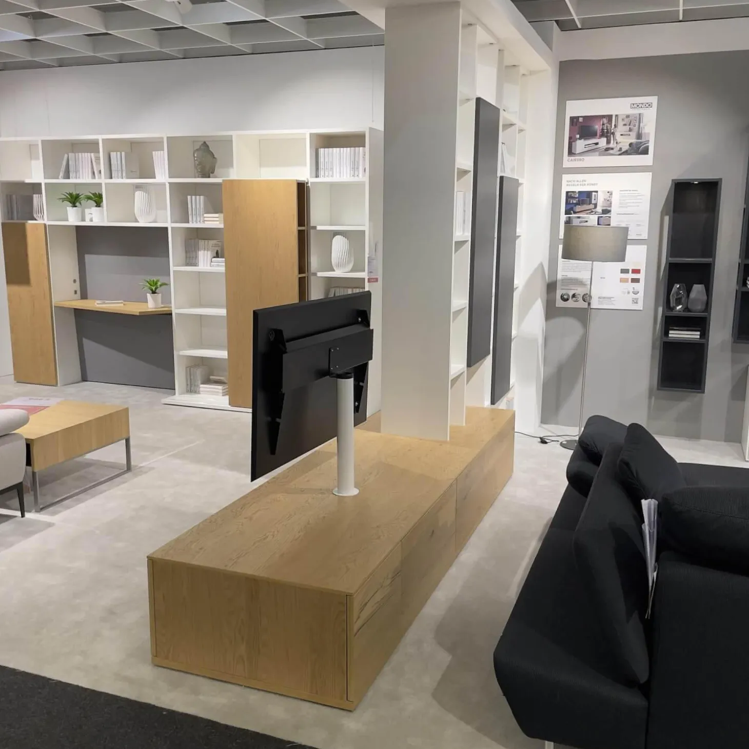 Raumteiler SE7000 Lack Weiß Front Balkeneiche Natur Korpus Wildeiche