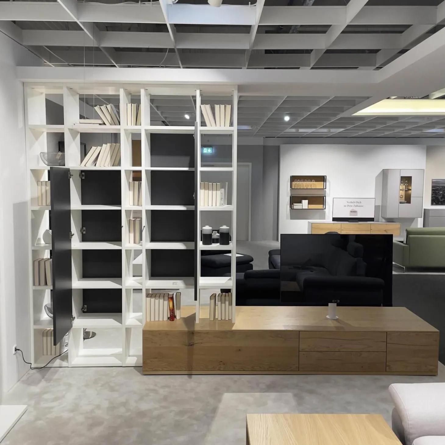 Raumteiler SE7000 Lack Weiß Front Balkeneiche Natur Korpus Wildeiche