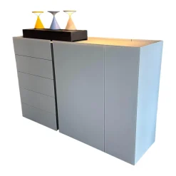 Raumteiler Sideboard Jorel Korpus Lack Greige Grau Beige Front Optiwhite Mattglas Greige Grau Beige