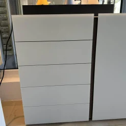 Raumteiler Sideboard Jorel Korpus Lack Greige Grau Beige Front Optiwhite Mattglas Greige Grau Beige