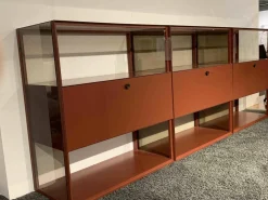 Raumteiler-Regal Mesh 3-teilig Mattlack Grau Rot