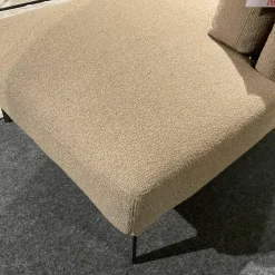 Recamiere Aida Stoff 2 Orsetto 5 121 Beige Braun Gestell Schwarz Chrom Mit Klappbarere Armlehne