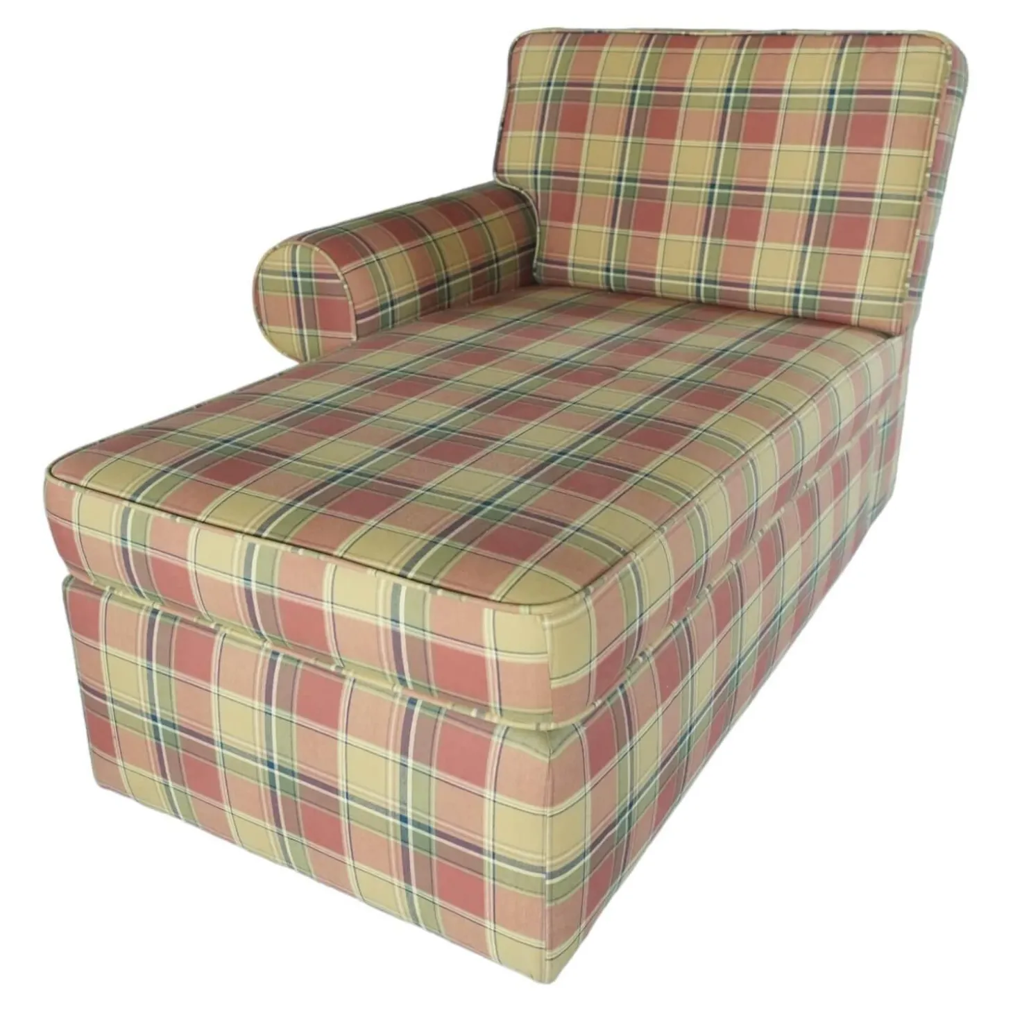 Recamiere Bezug Stoff Kariert Rot Gelb Gemustert