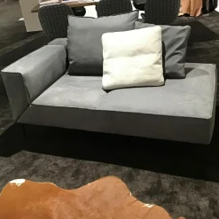 Recamiere Landscape Leder Nubuck Antraciet Anthrazit Gestell Metall Lack Schwarz Matt Inklusive Kissen